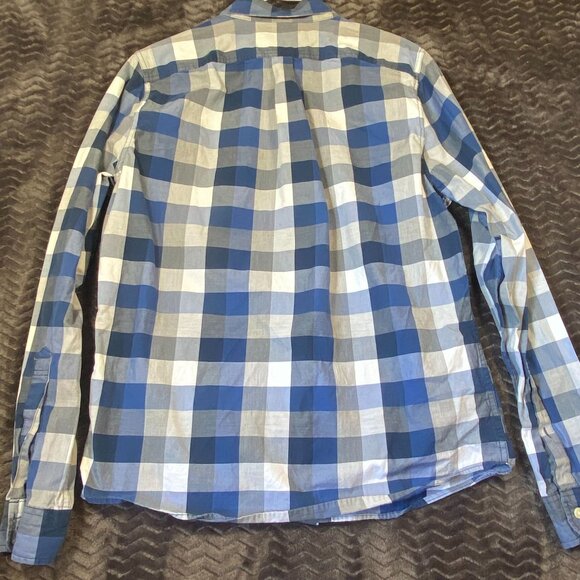 Abercrombie & Fitch Blue & White Plaid Button-Up Shirt Muscle Fit L Mens Casual - Picture 6 of 8